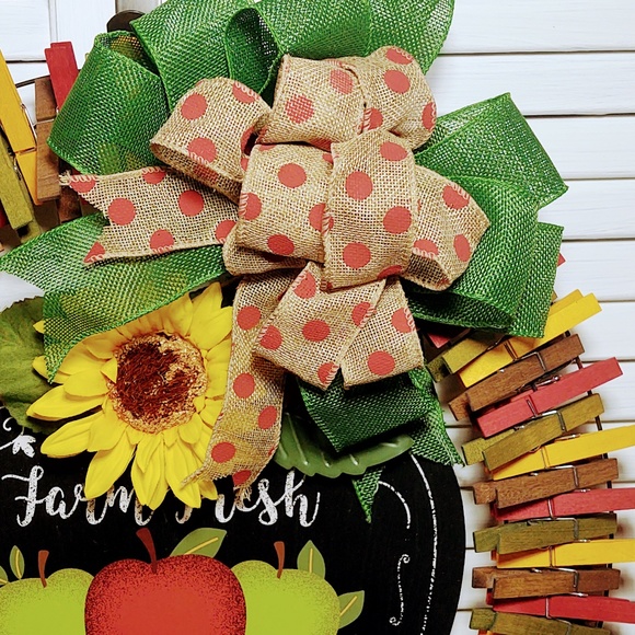Hand Crafted Fall Clothespin Wreath - Picture 4 of 6